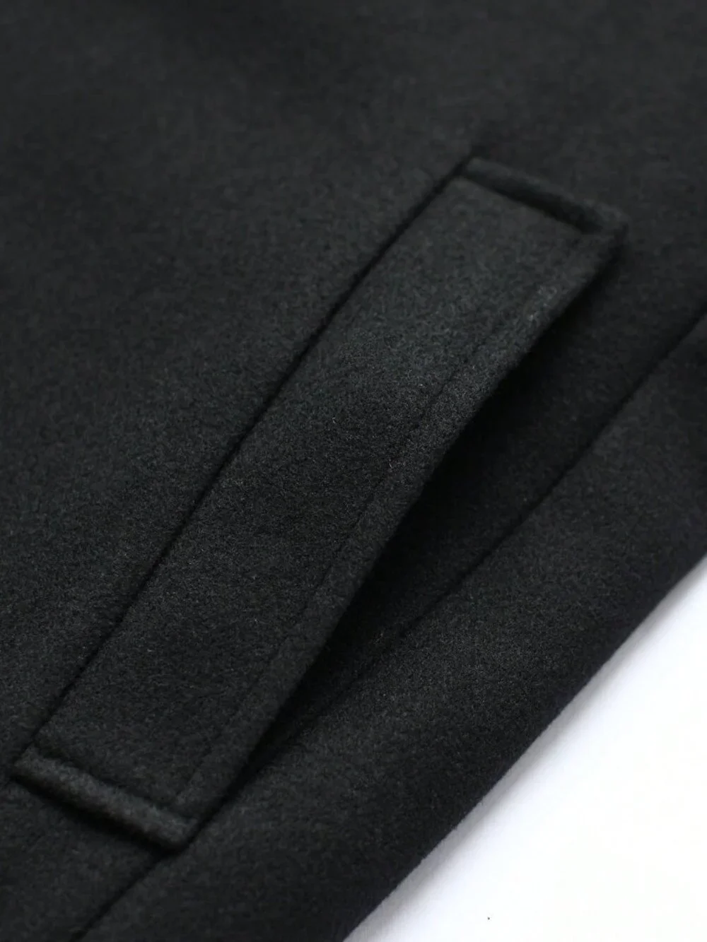 Black Casual Men's Double Breasted Long Sleeve Overcoat